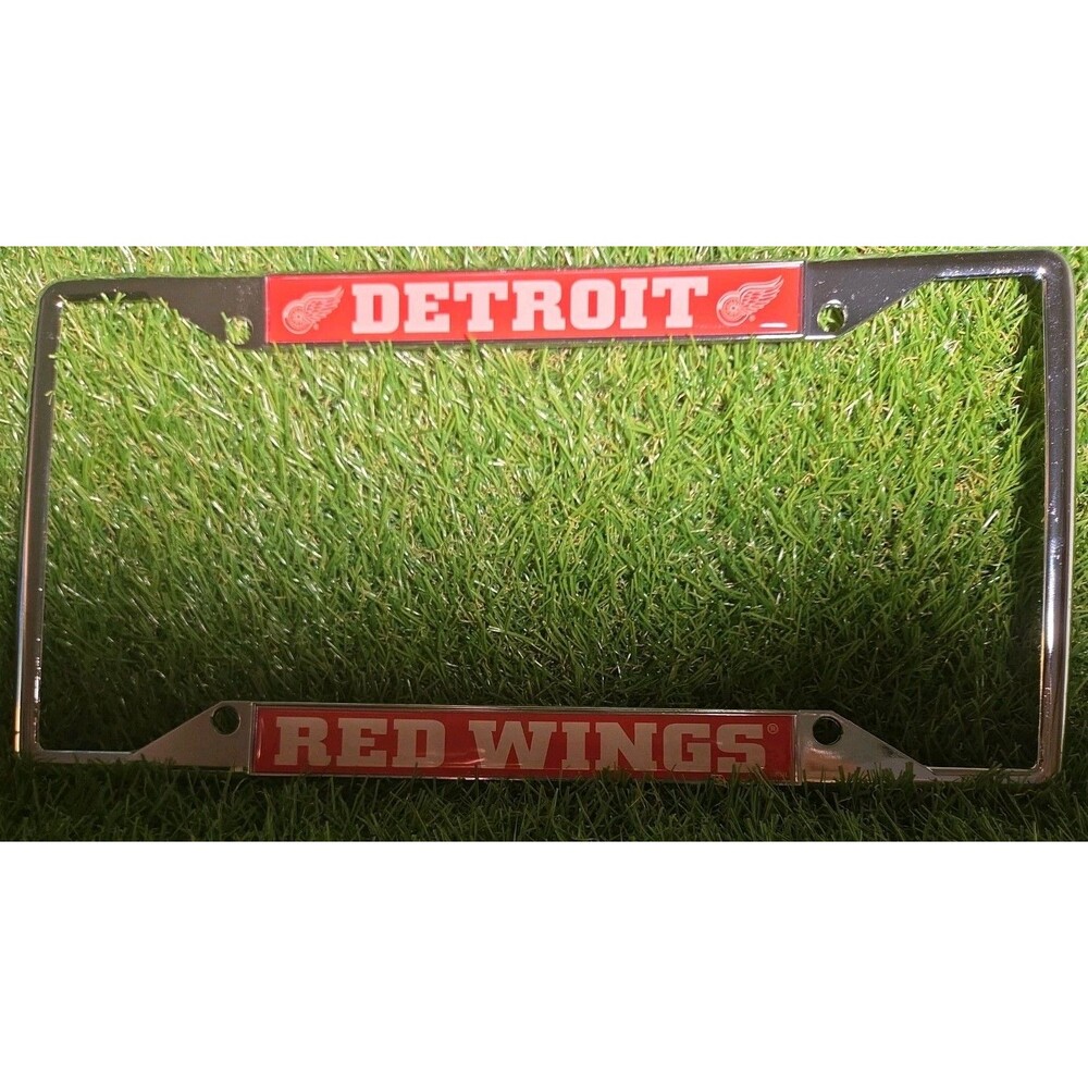 Detroit Red Wings Ez View Metal License Plate Frame Chrome Tag Cover, Laser Cut
